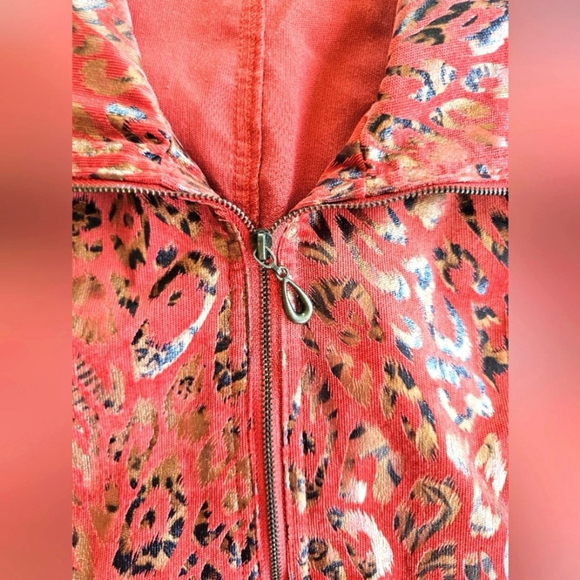 Vintage RARE Company Collection Burnt Orange Leopard Metallic Blazer Jacket 10P - Picture 6 of 10